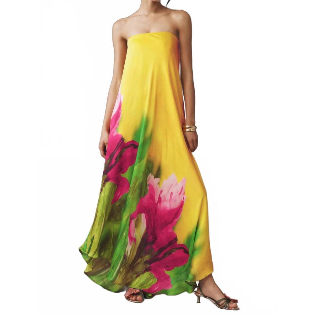 NEW SISTERS peony dress in yellow floral